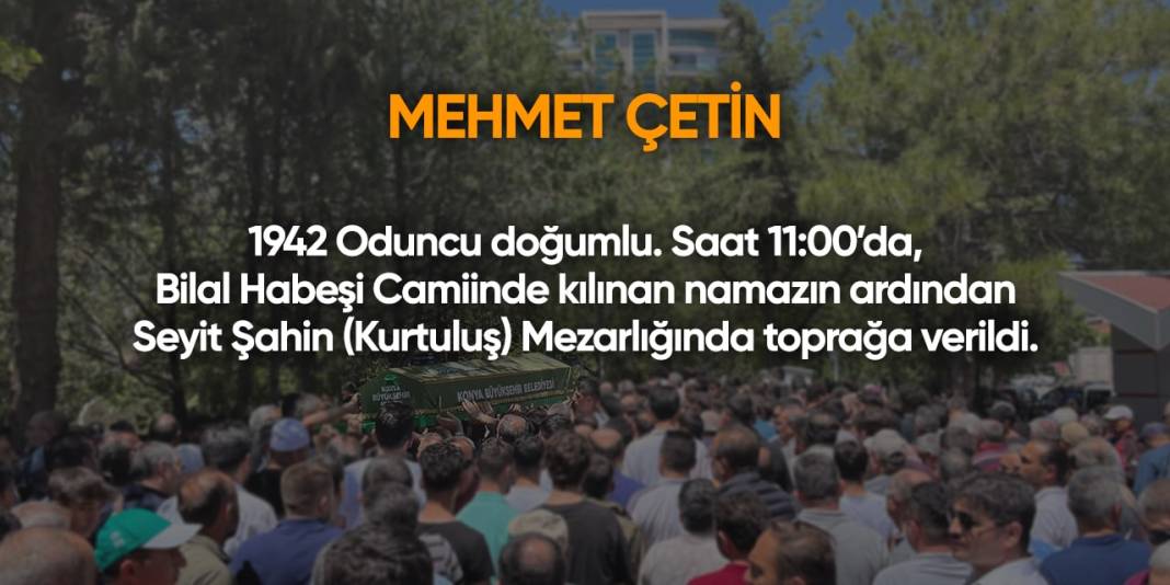 Konya'da bugün vefat edenler | 18 Ekim 2024 15